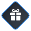 Blue gift icon representing rewards