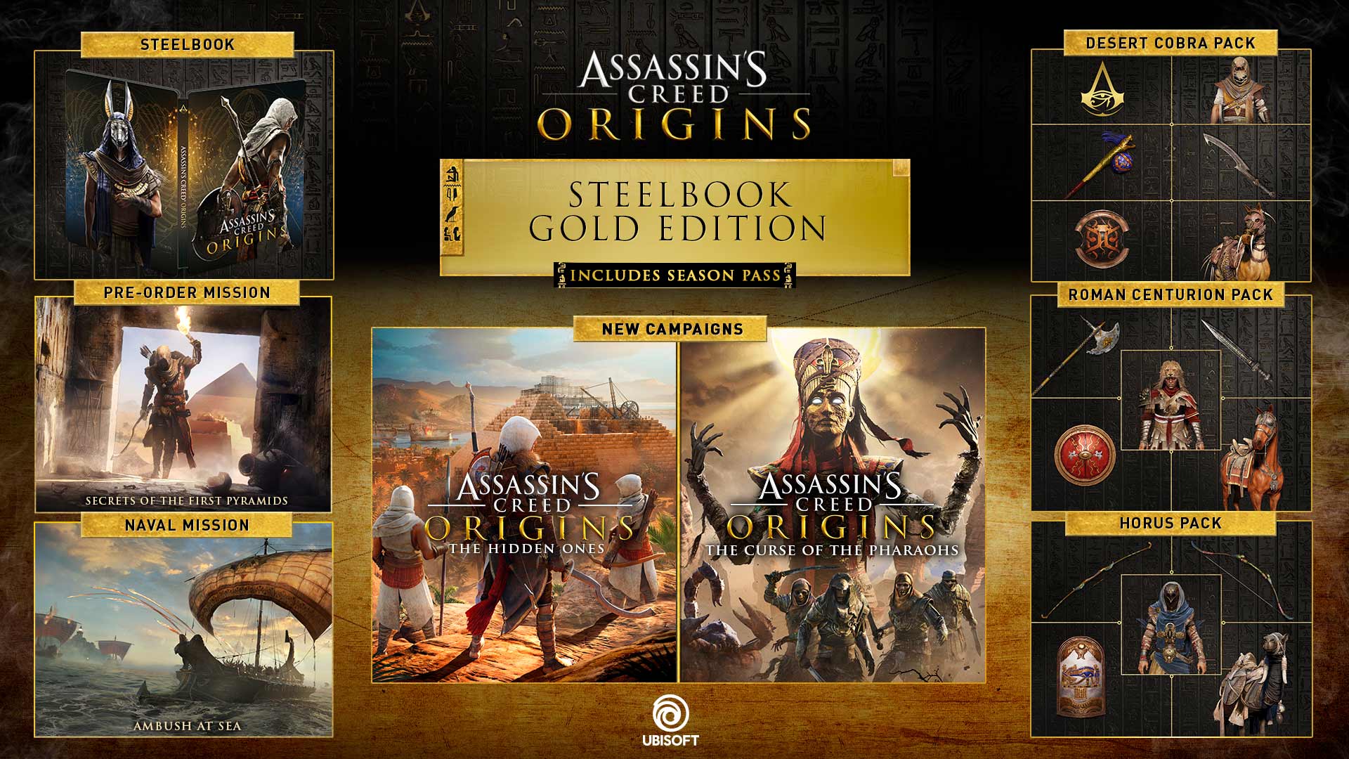 Buy Assassin S Creed Origins Steelbook Gold Edition For Ps4 And Xbox One Ubisoft Official Store